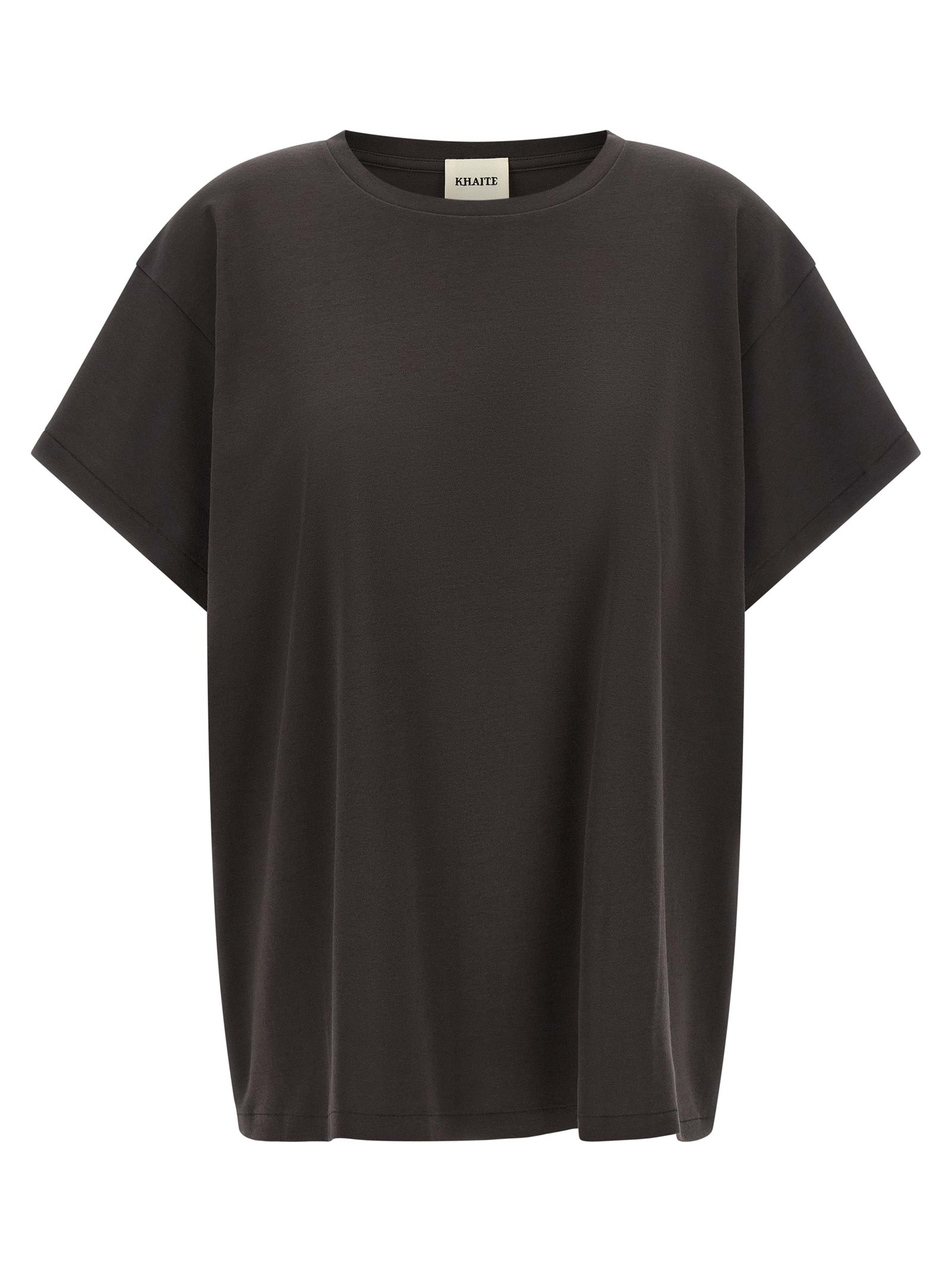 T-Shirt by Khaite for women in cotton gray showcases a chic silhouette, artfully detailed with a chic crew neckline and short-sleeve for a chic finish.