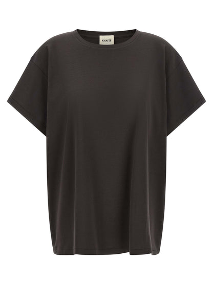T-Shirt by Khaite for women in cotton gray showcases a chic silhouette, artfully detailed with a chic crew neckline and short-sleeve for a chic finish.