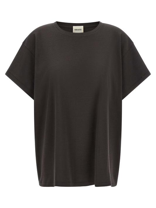 T-Shirt by Khaite for women in cotton gray showcases a chic silhouette, artfully detailed with a chic crew neckline and short-sleeve for a chic finish.
