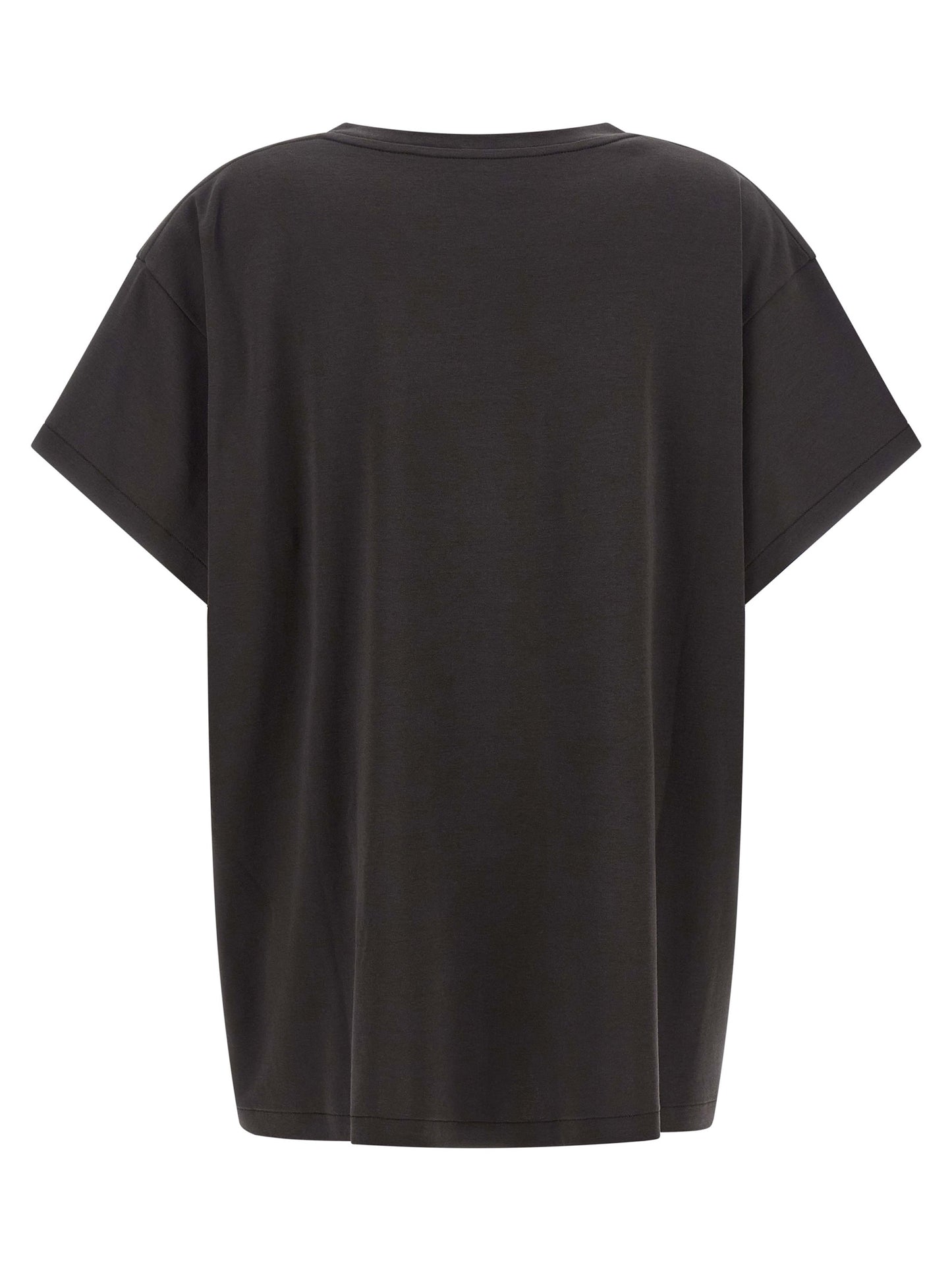T-Shirt by Khaite for women in cotton gray showcases a dramatic silhouette, elegantly detailed with a dramatic crew neckline and for a truly dramatic finish.