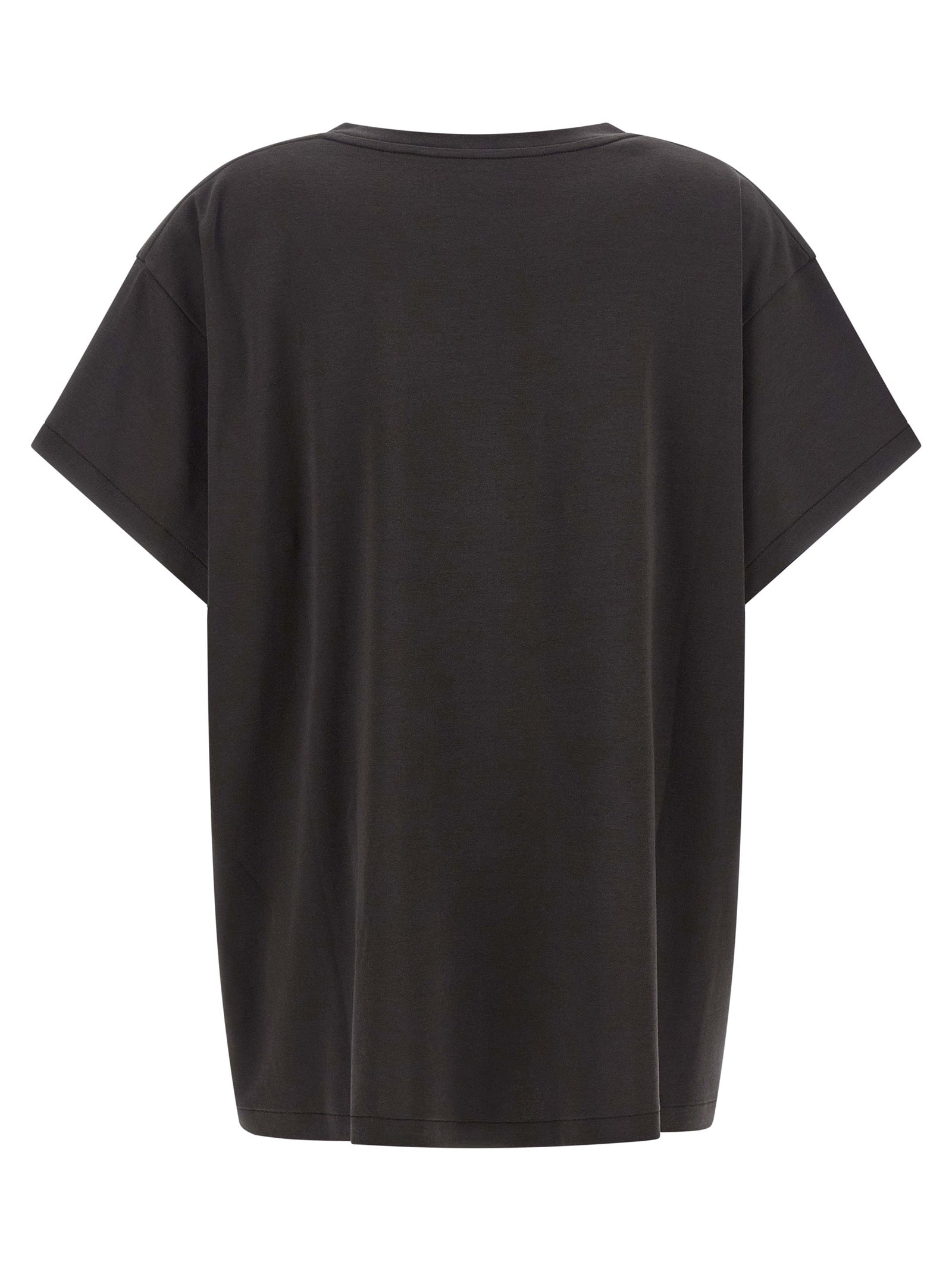T-Shirt by Khaite for women in cotton gray showcases a dramatic silhouette, elegantly detailed with a dramatic crew neckline and for a truly dramatic finish.