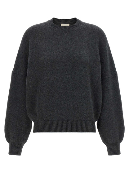 Cardigan by Khaite for women in cashmere gray features a dramatic silhouette, showcasing a sophisticated and dramatic detail for a timeless, premium look.