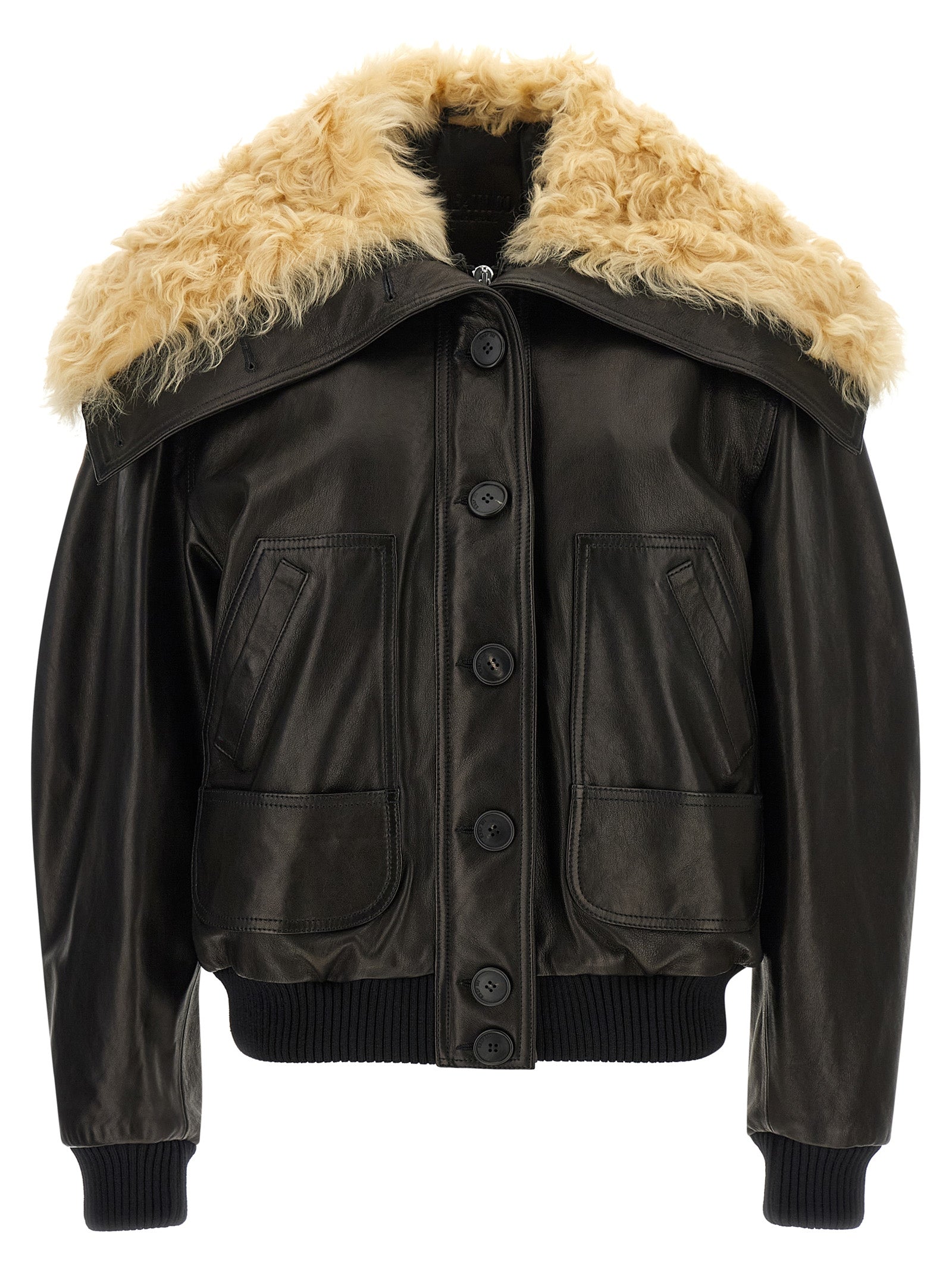 Bomber Jacket by The Attico for women in lambskin leather black features a city-ready silhouette, detailed with pockets and a city-ready .