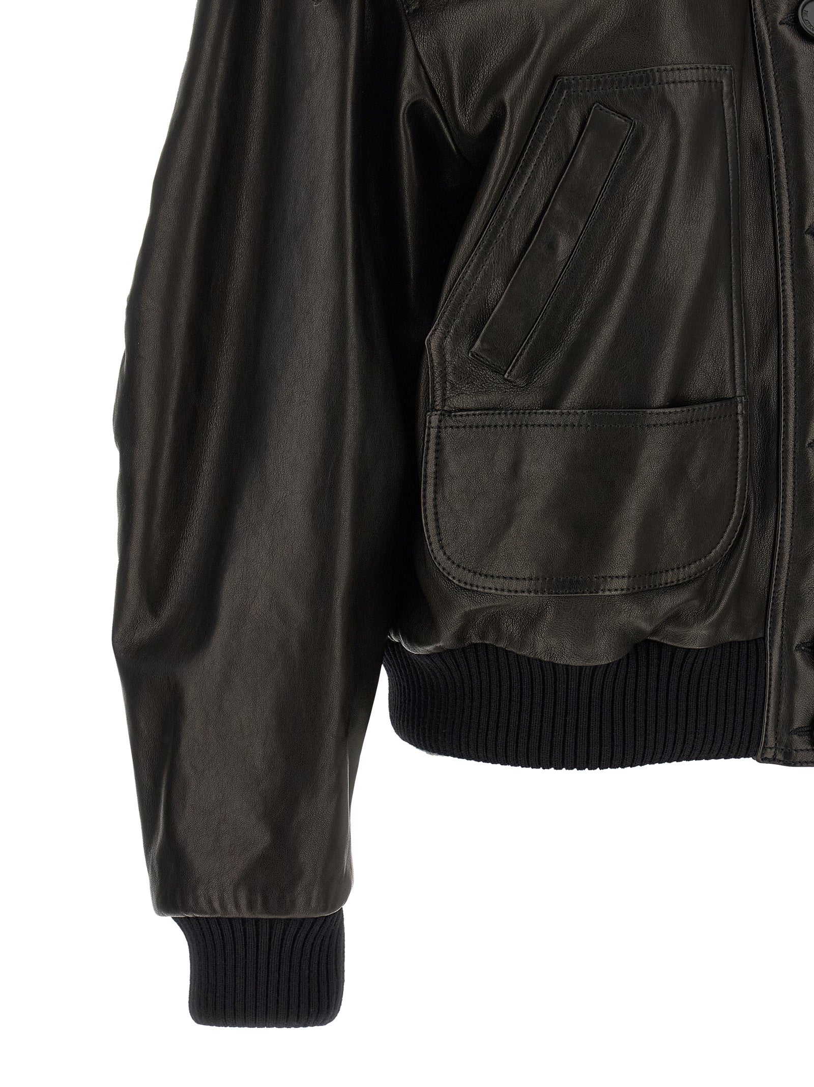 This Bomber Jacket by The Attico for women in lambskin leather black exhibits a edgy silhouette, meticulously detailed with functional pockets and a edgy for a edgy finish.