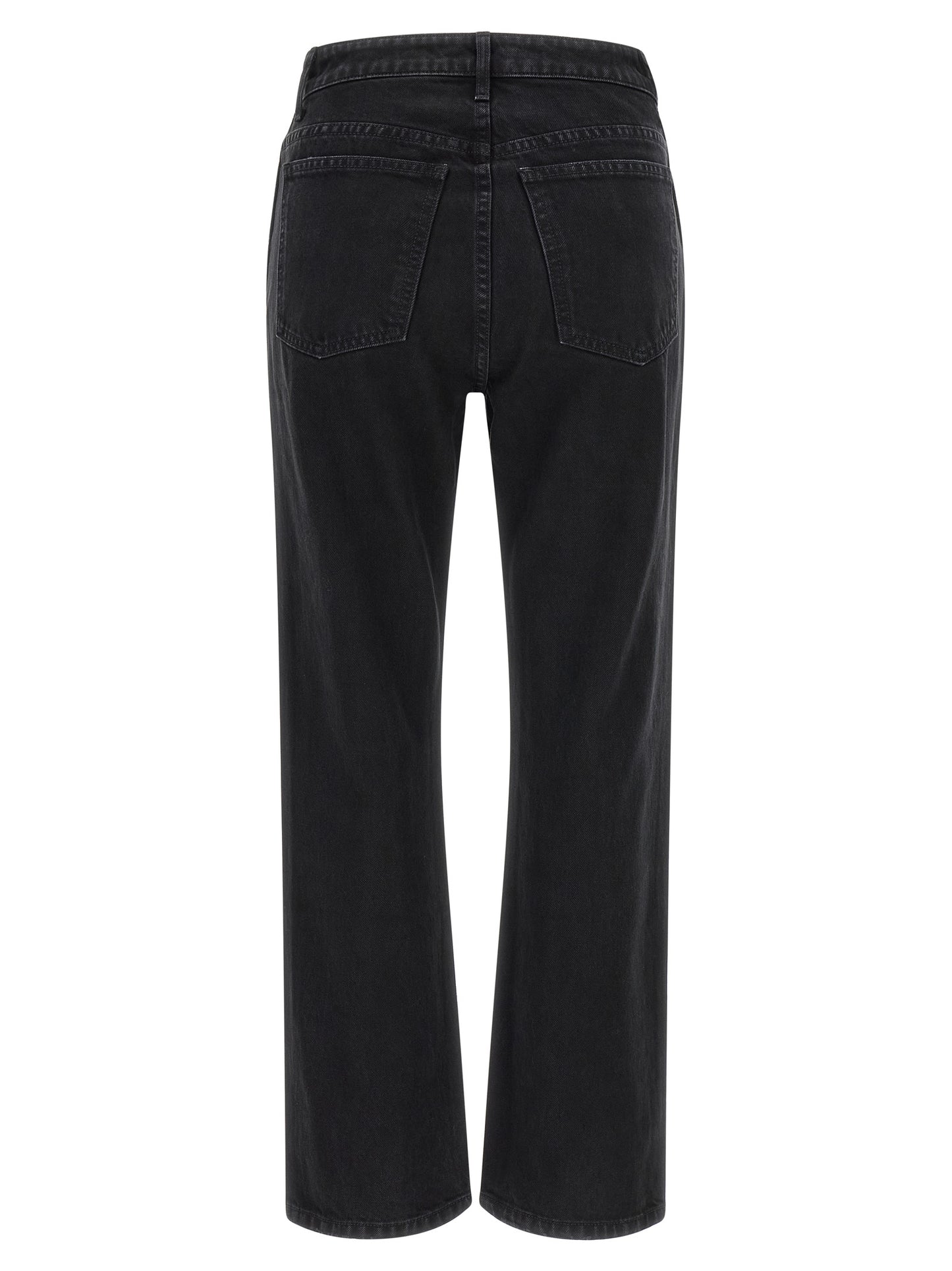 Jeans by Khaite for women in denim cotton black & gold presents a tailored silhouette, showcasing a tailored flared & cropped and cropped cut with a refined high rise for a truly tailored aesthetic.