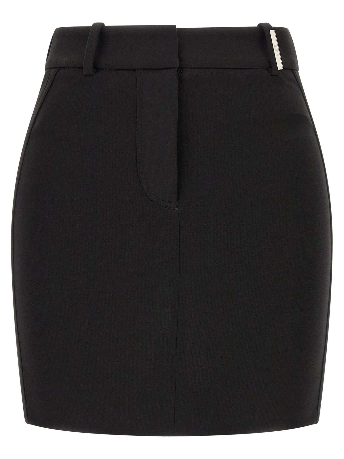 Skirt by The Attico for women in polyamide & viscose black & silver features a contoured silhouette from the Women's High Rise Polyamide & Viscose Mini Long Skirt collection, characterized by its contoured mini long for a contoured finish.