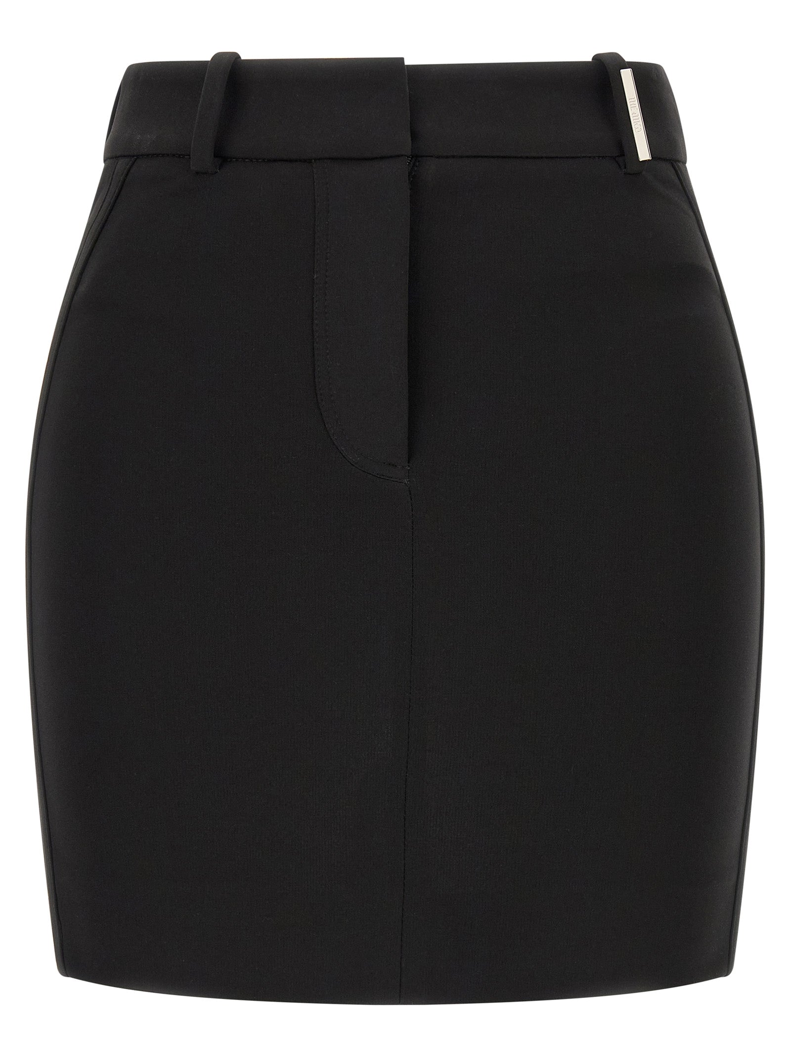 Skirt by The Attico for women in polyamide & viscose black & silver features a contoured silhouette from the Women's High Rise Polyamide & Viscose Mini Long Skirt collection, characterized by its contoured mini long for a contoured finish.