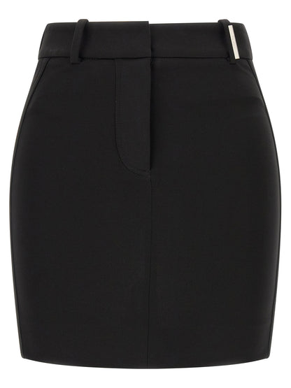Skirt by The Attico for women in polyamide & viscose black & silver features a contoured silhouette from the Women's High Rise Polyamide & Viscose Mini Long Skirt collection, characterized by its contoured mini long for a contoured finish.