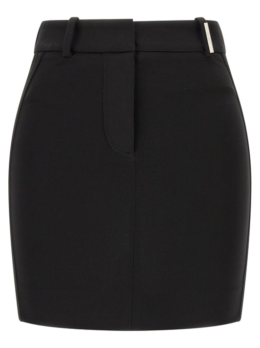 Skirt by The Attico for women in polyamide & viscose black & silver features a contoured silhouette from the Women's High Rise Polyamide & Viscose Mini Long Skirt collection, characterized by its contoured mini long for a contoured finish.