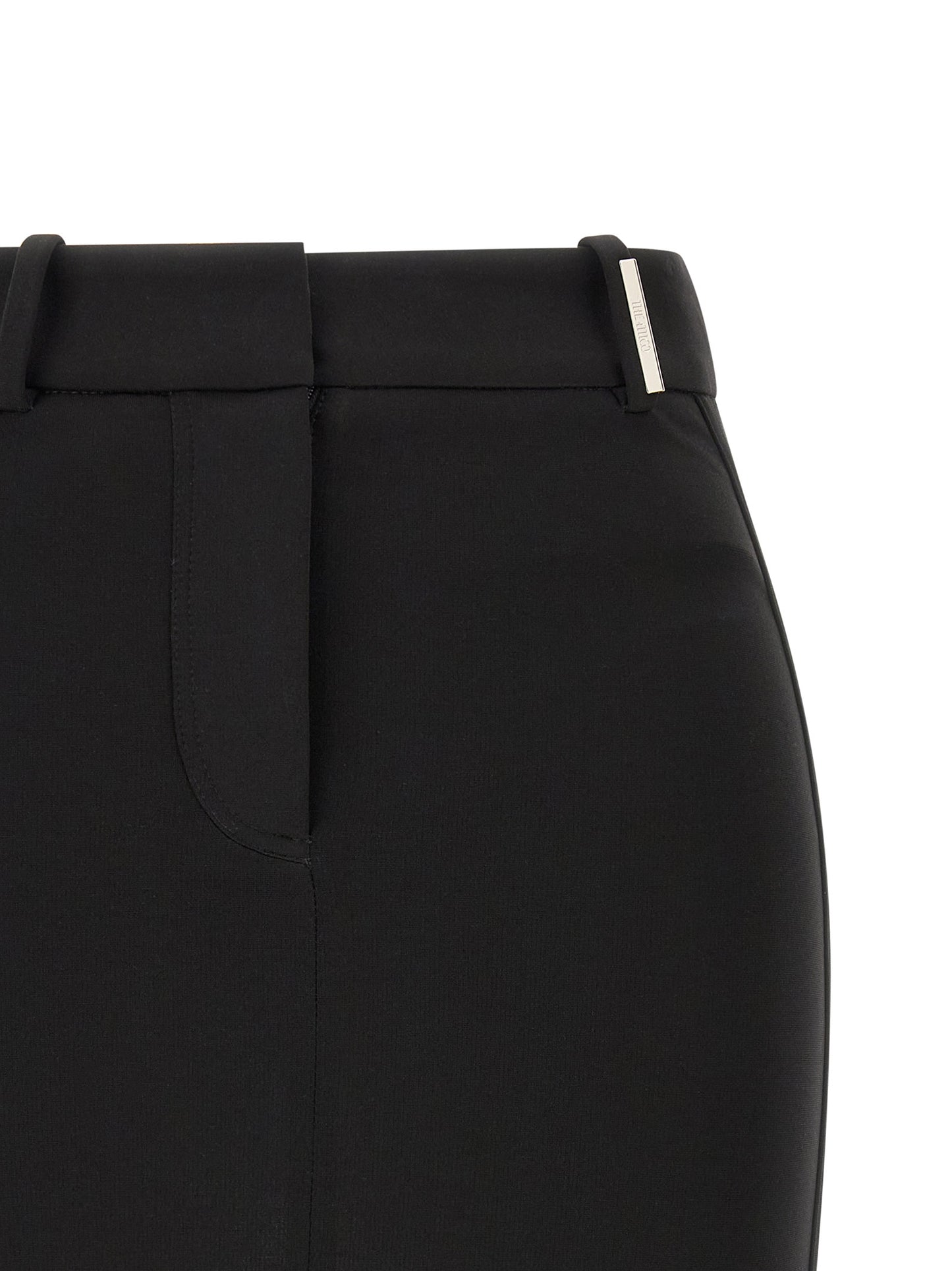 Skirt by The Attico for women in polyamide & viscose black & silver features a captivating silhouette, showcasing the captivating Women's High Rise Polyamide & Viscose Mini Long Skirt design with a sophisticated mini long for a captivating look.