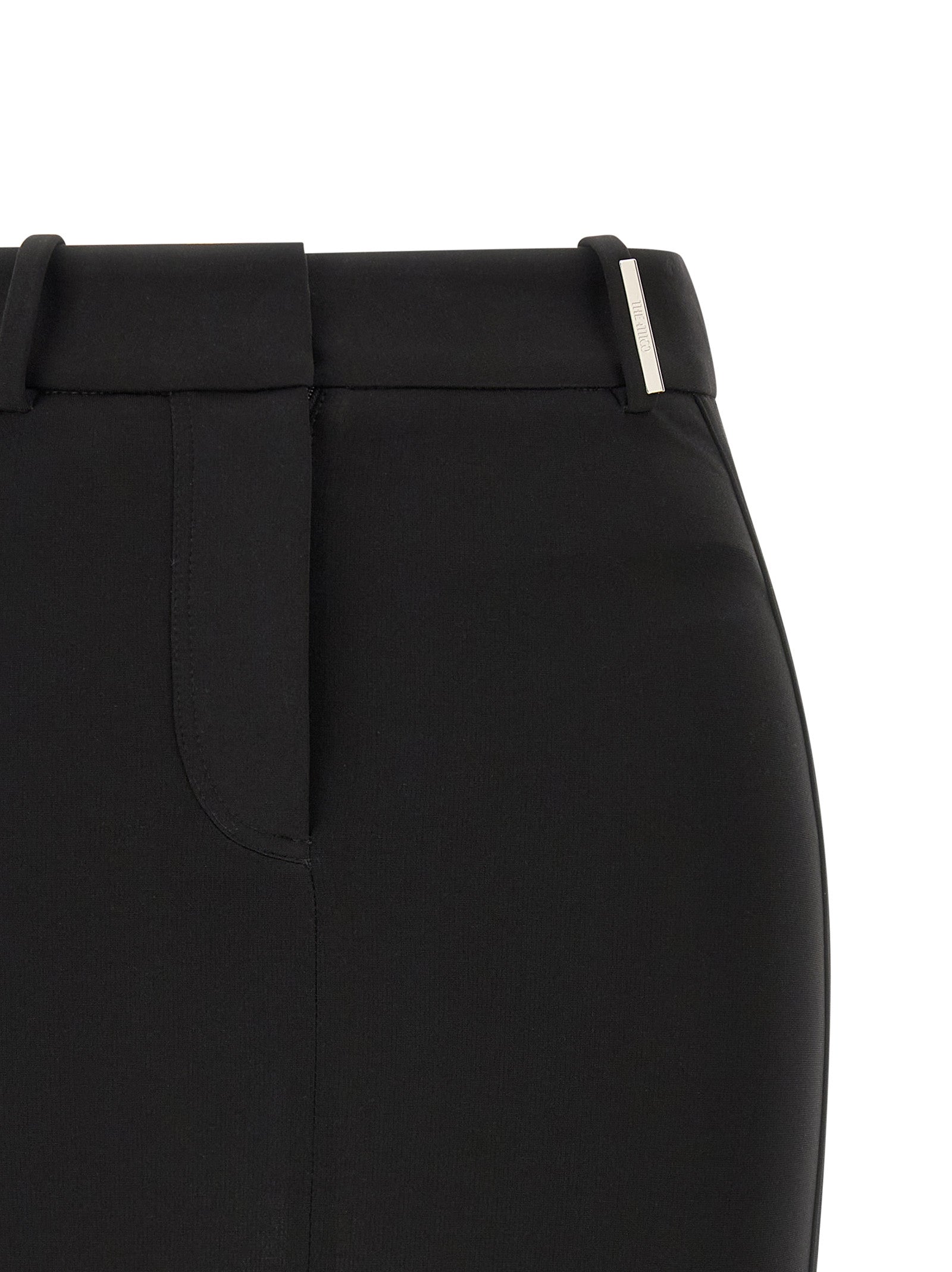 Skirt by The Attico for women in polyamide & viscose black & silver features a captivating silhouette, showcasing the captivating Women's High Rise Polyamide & Viscose Mini Long Skirt design with a sophisticated mini long for a captivating look.