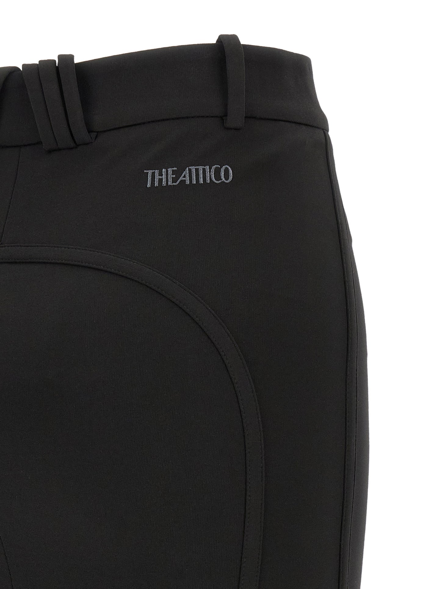 Skirt by The Attico for women in polyamide & viscose black & silver features a contoured silhouette from the Women's High Rise Polyamide & Viscose Mini Long Skirt collection, characterized by its contoured mini long for a contoured finish.