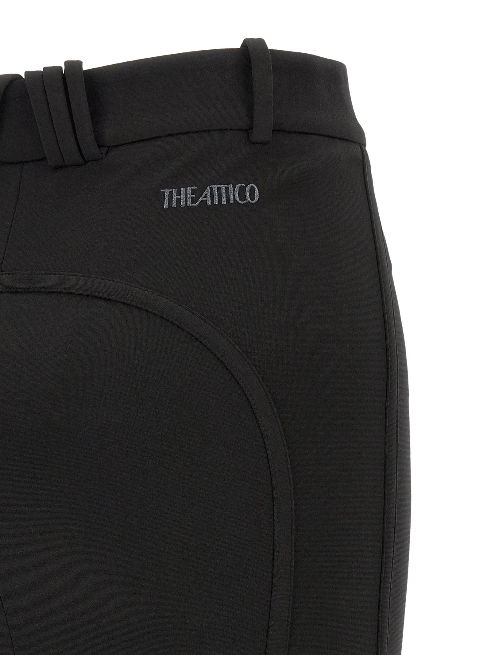 Skirt by The Attico for women in polyamide & viscose black & silver features a contoured silhouette from the Women's High Rise Polyamide & Viscose Mini Long Skirt collection, characterized by its contoured mini long for a contoured finish.
