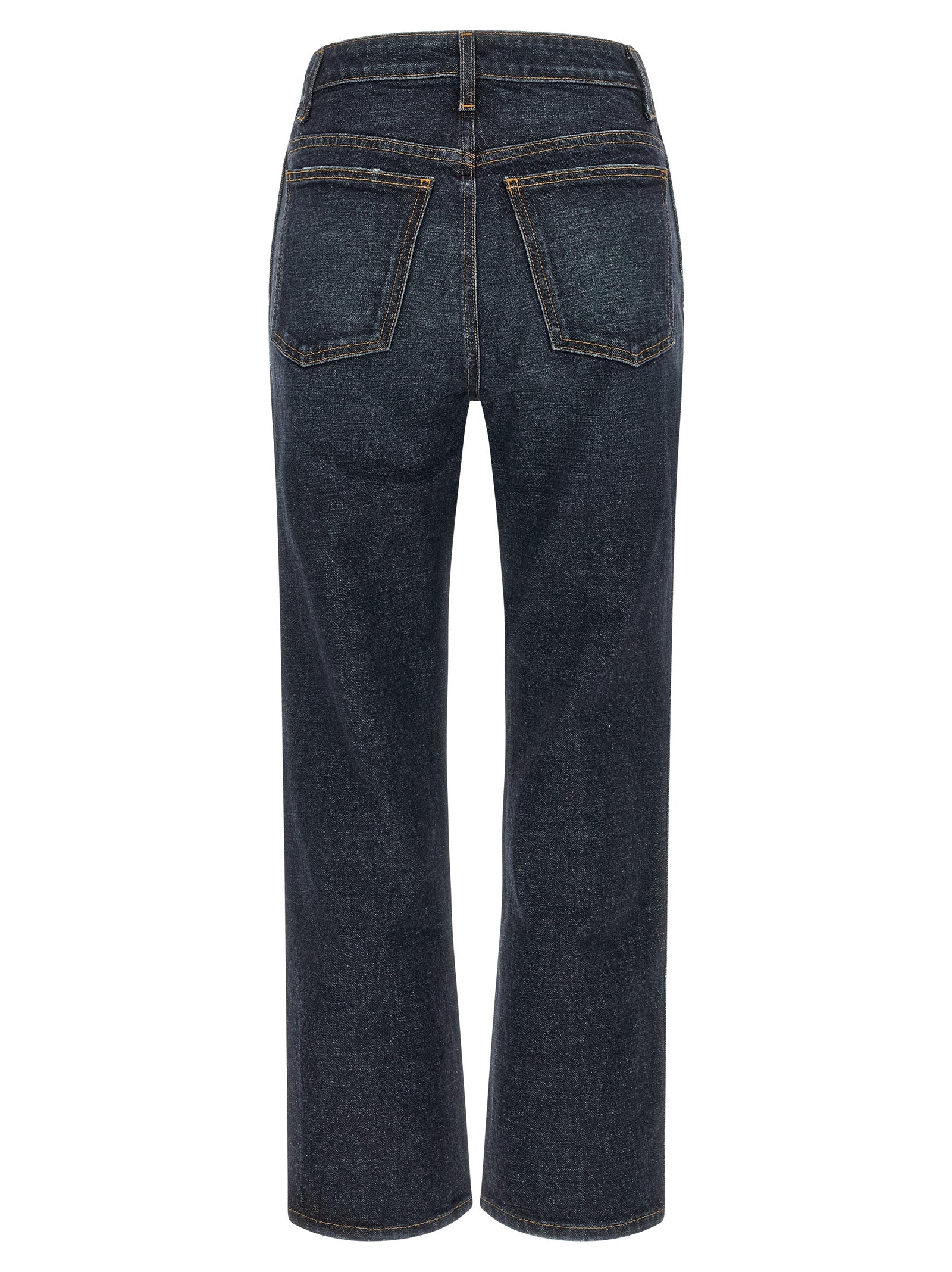 Jeans by Khaite for women in denim cotton & polyurethane dark-blue features an sophisticated high rise and flared & cropped with a precise cropped, creating a sophisticated and sophisticated silhouette.
