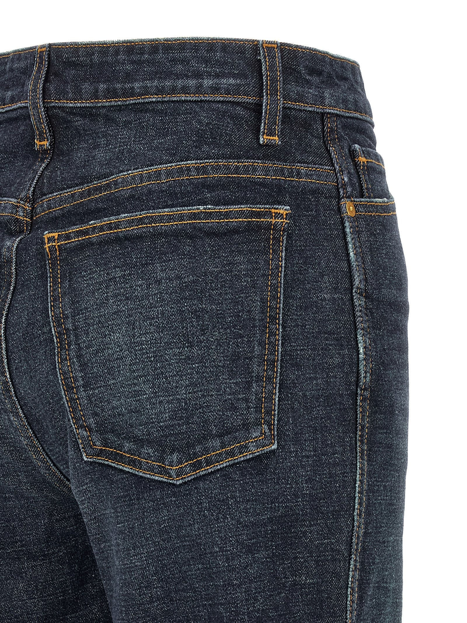 Jeans by Khaite for women in denim cotton & polyurethane dark-blue features an refined tailoring silhouette, showcasing a premium flared & cropped with a high rise and cropped cut for a refined tailoring look.