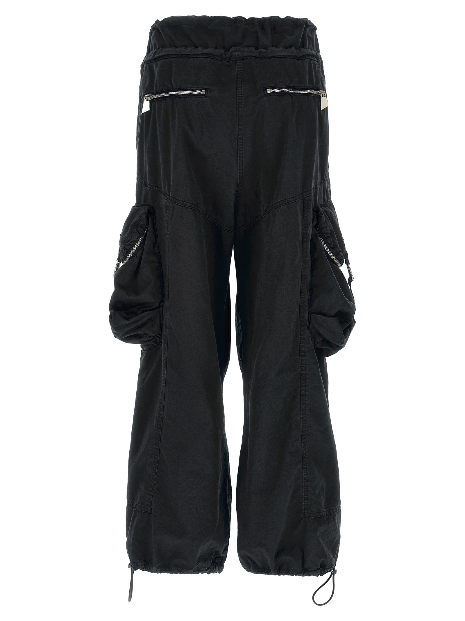 Cargo Pants by The Attico for women in polyamide polyurethane & cotton black features an urban chic oversized with a and long, creating a urban chic aesthetic for "Moon Behind the Hill".