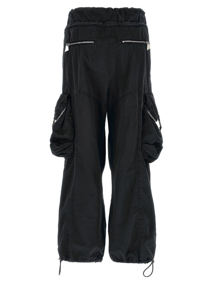 Cargo Pants by The Attico for women in polyamide polyurethane & cotton black features an urban chic oversized with a and long, creating a urban chic aesthetic for "Moon Behind the Hill".
