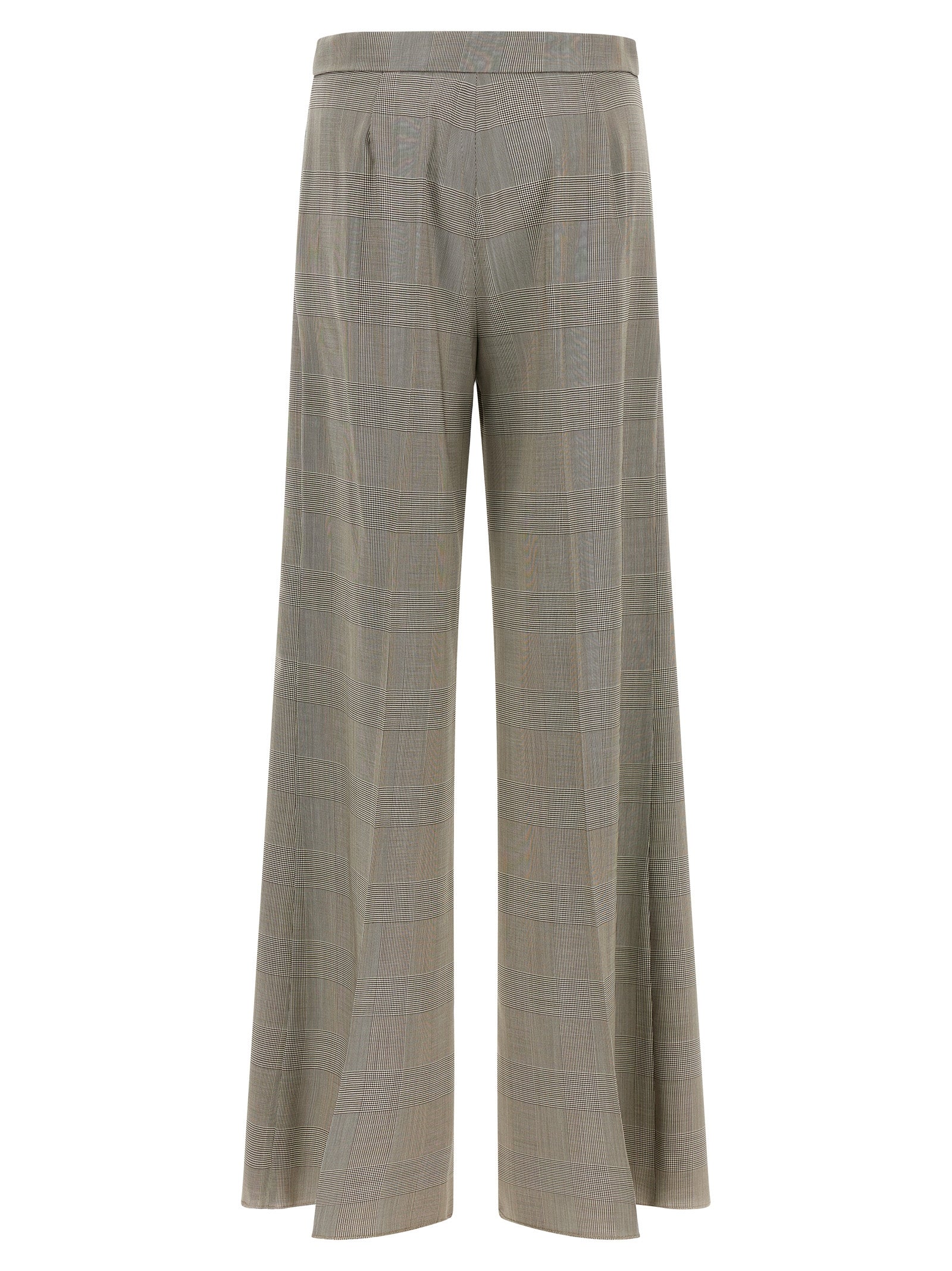 Trousers by Max Mara for women in virgin wool gray features a sculptural silhouette, showcasing a sculptural wide and long with a sophisticated high rise for a sculptural finish.
