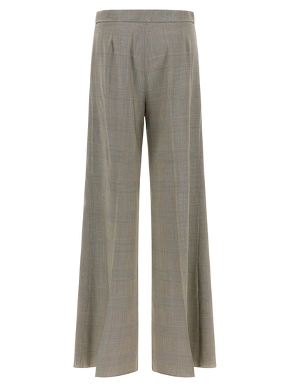 Trousers by Max Mara for women in virgin wool gray features a sculptural silhouette, showcasing a sculptural wide and long with a sophisticated high rise for a sculptural finish.