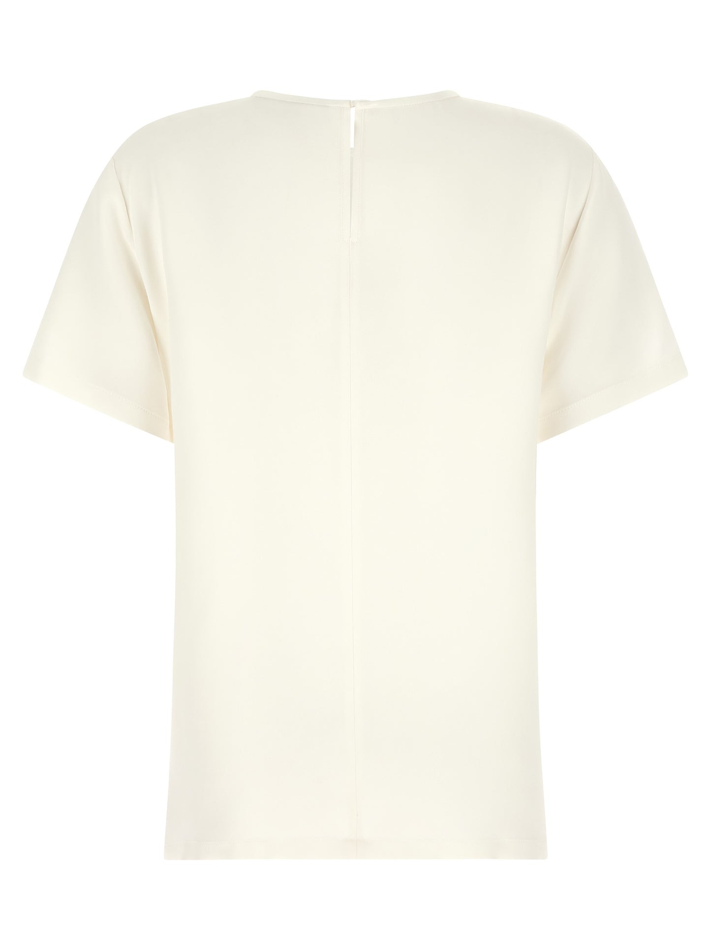 Blouse by Max Mara for women in silk crepe ivory & white features an polished silhouette, showcasing a sophisticated round neckline and detail for a truly polished finish.