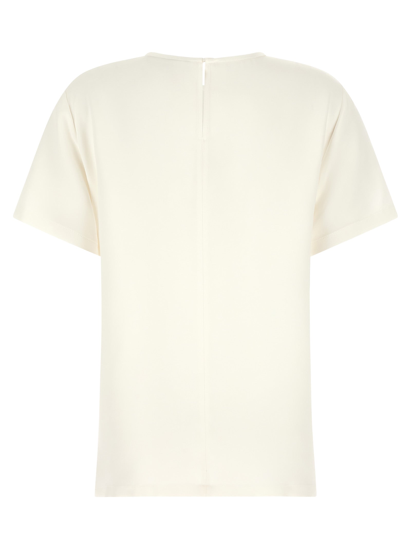 Blouse by Max Mara for women in silk crepe ivory & white features an polished silhouette, showcasing a sophisticated round neckline and detail for a truly polished finish.