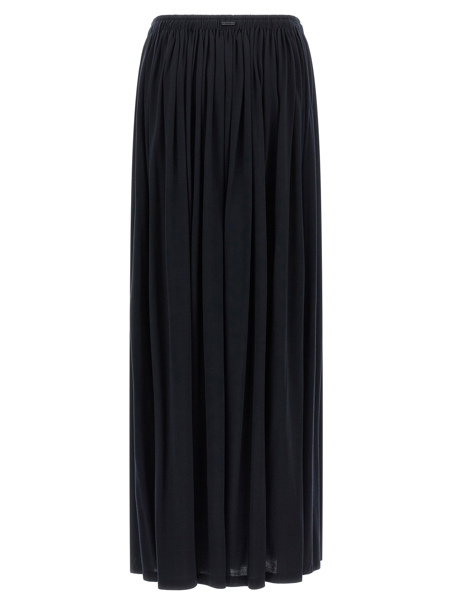 Skirt by Max Mara for women in silk & lyocell blue features a contoured silhouette from the Women's Flared Silk & Lyocell Mini Skirt collection, characterized by its contoured mini for a contoured finish.