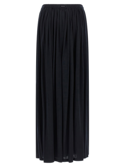 Skirt by Max Mara for women in silk & lyocell blue features a contoured silhouette from the Women's Flared Silk & Lyocell Mini Skirt collection, characterized by its contoured mini for a contoured finish.