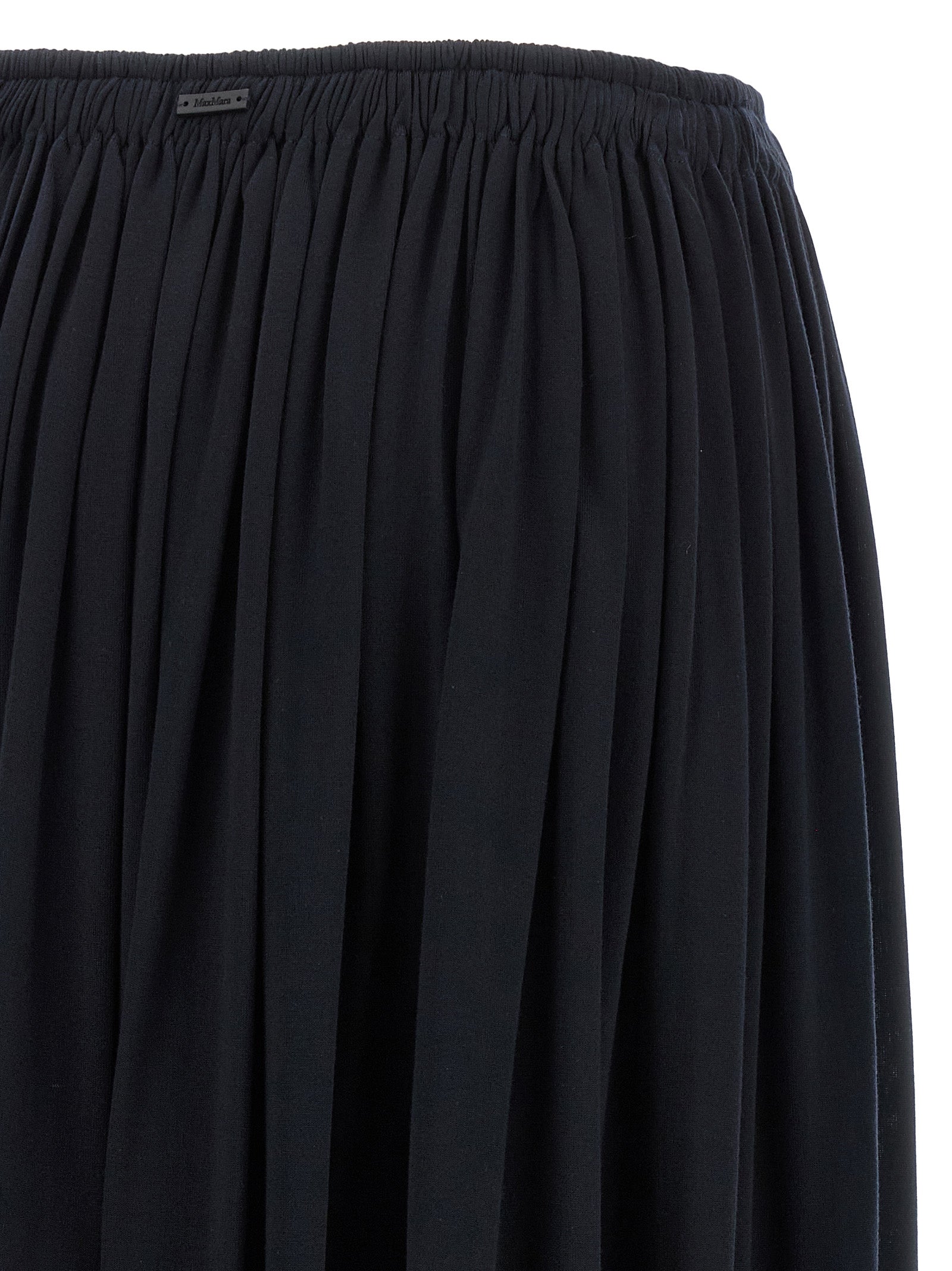 Skirt by Max Mara for women in silk & lyocell blue features an tailored silhouette, artfully capturing the essence of Women's Flared Silk & Lyocell Mini Skirt in a sophisticated mini.