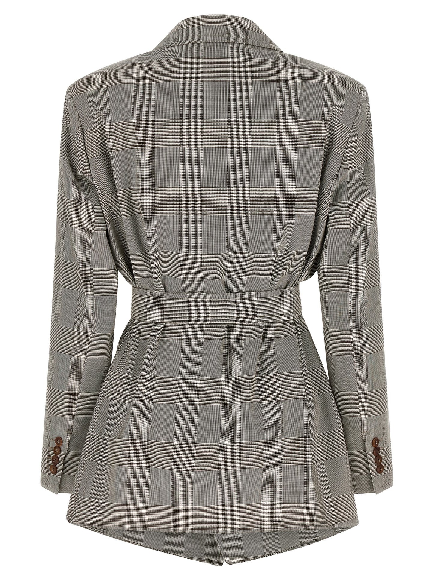 Blazer by Max Mara for women in virgin wool brown & gray showcases a polished silhouette, highlighted by a refined wrap neckline and polished for a sophisticated finish.