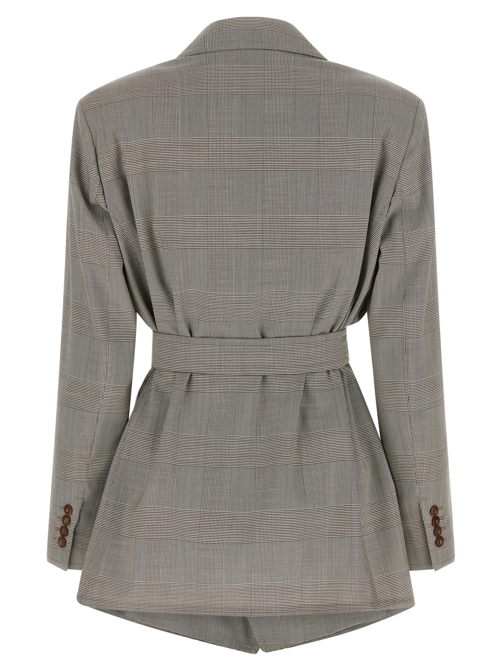 Blazer by Max Mara for women in virgin wool brown & gray showcases a polished silhouette, highlighted by a refined wrap neckline and polished for a sophisticated finish.