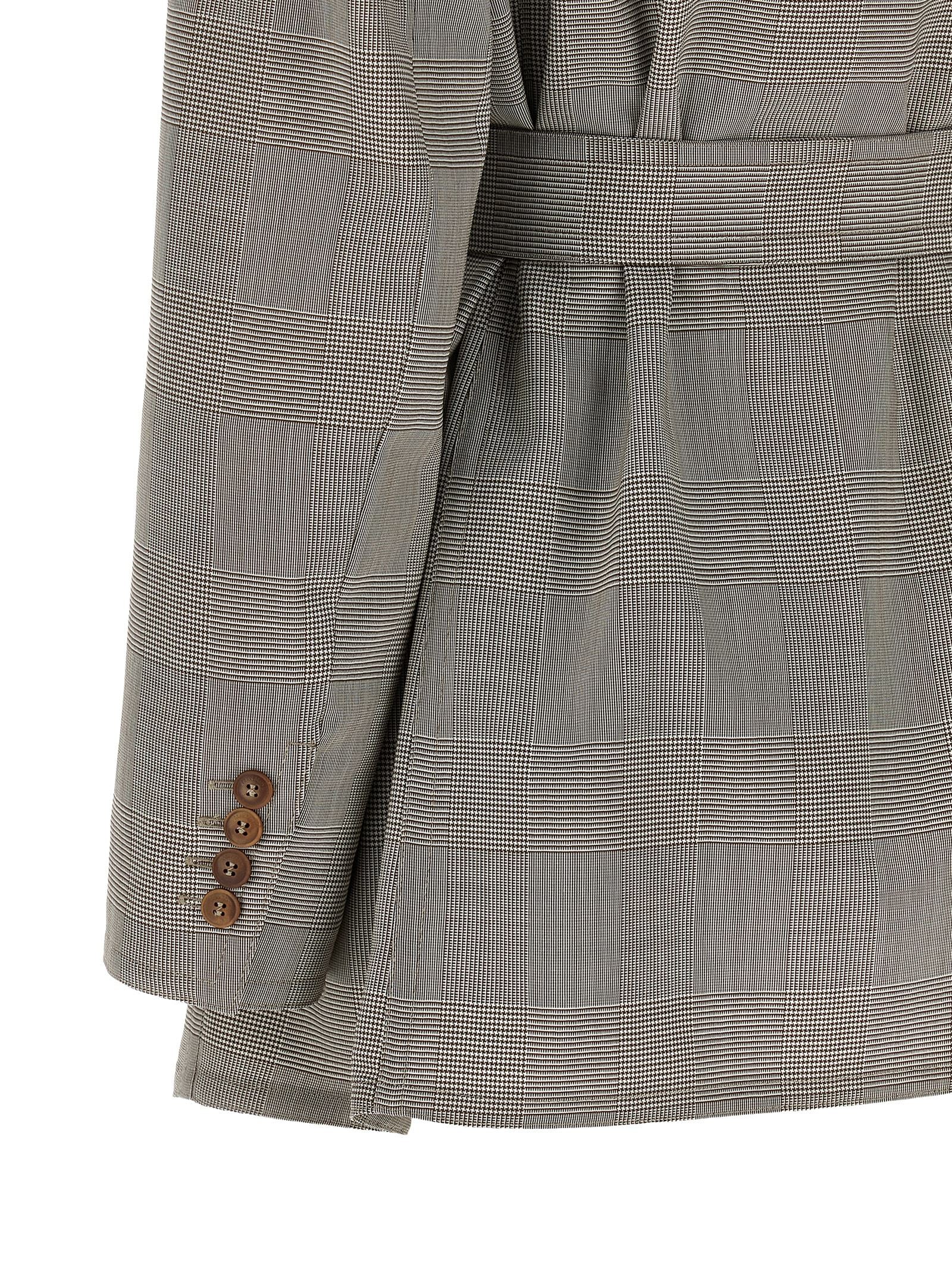 Blazer by Max Mara for women in virgin wool brown & gray presents a distinguished silhouette, detailed with a distinguished wrap neckline and distinctive for a truly sophisticated finish.