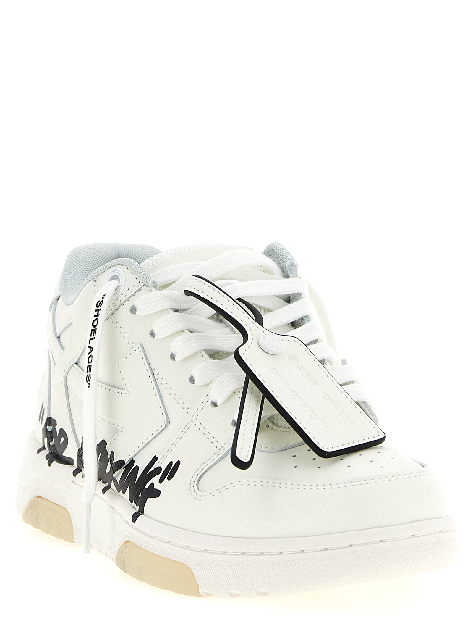 Athletic Sneakers by Off-White for women in calfskin leather & polyester bicolour, black, white, patterned & signature features an timeless silhouette from the Women's Athletic Calfskin Leather & Polyester Sneakers collection, showcasing a timeless athletic style for a timeless look.