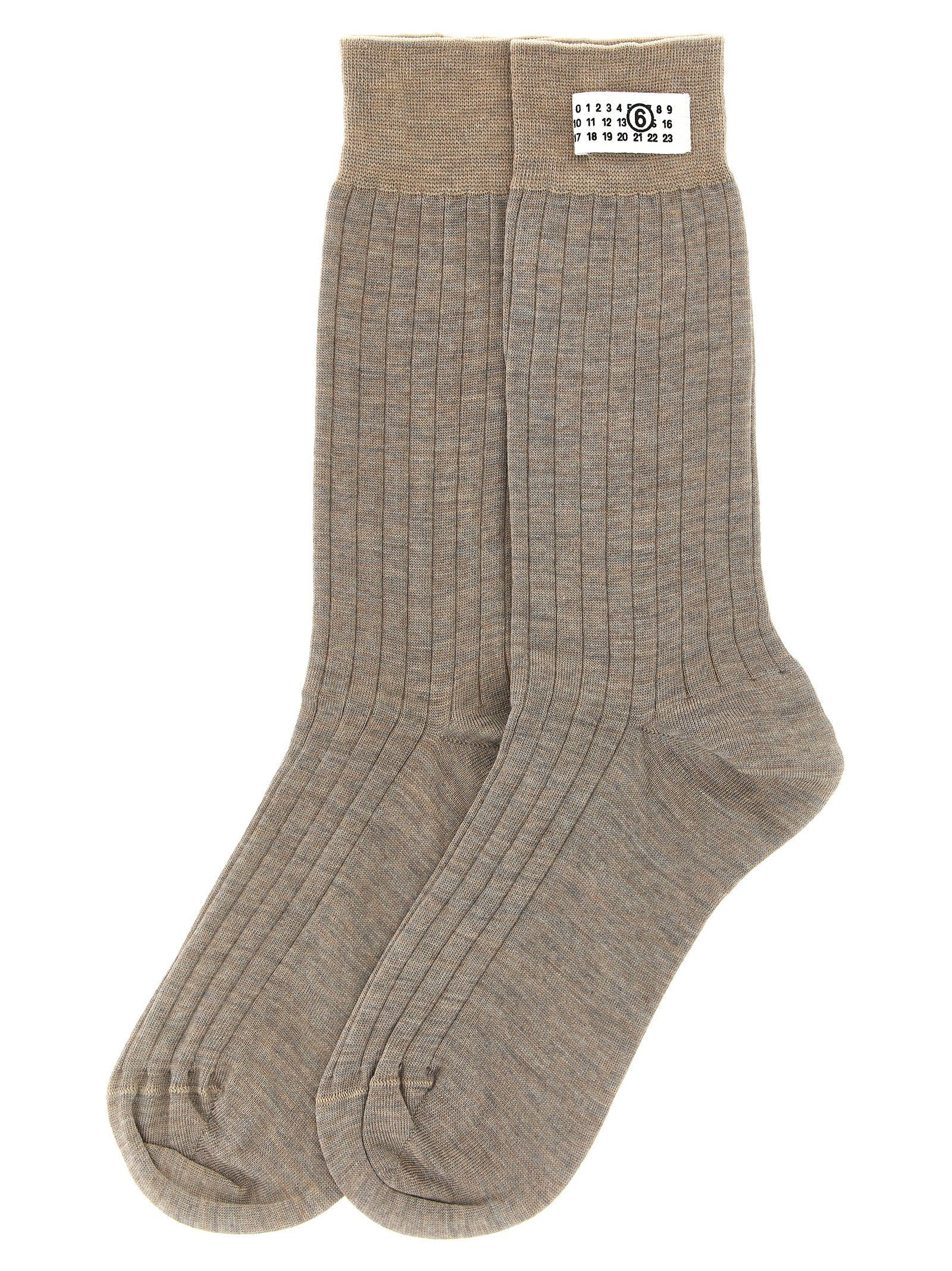 Socks by MM6 Maison Margiela for women in polyamide wool beige & signature features a nuanced silhouette, showcasing the nuanced Women's Polyamide Wool Socks design with a refined, premium finish.