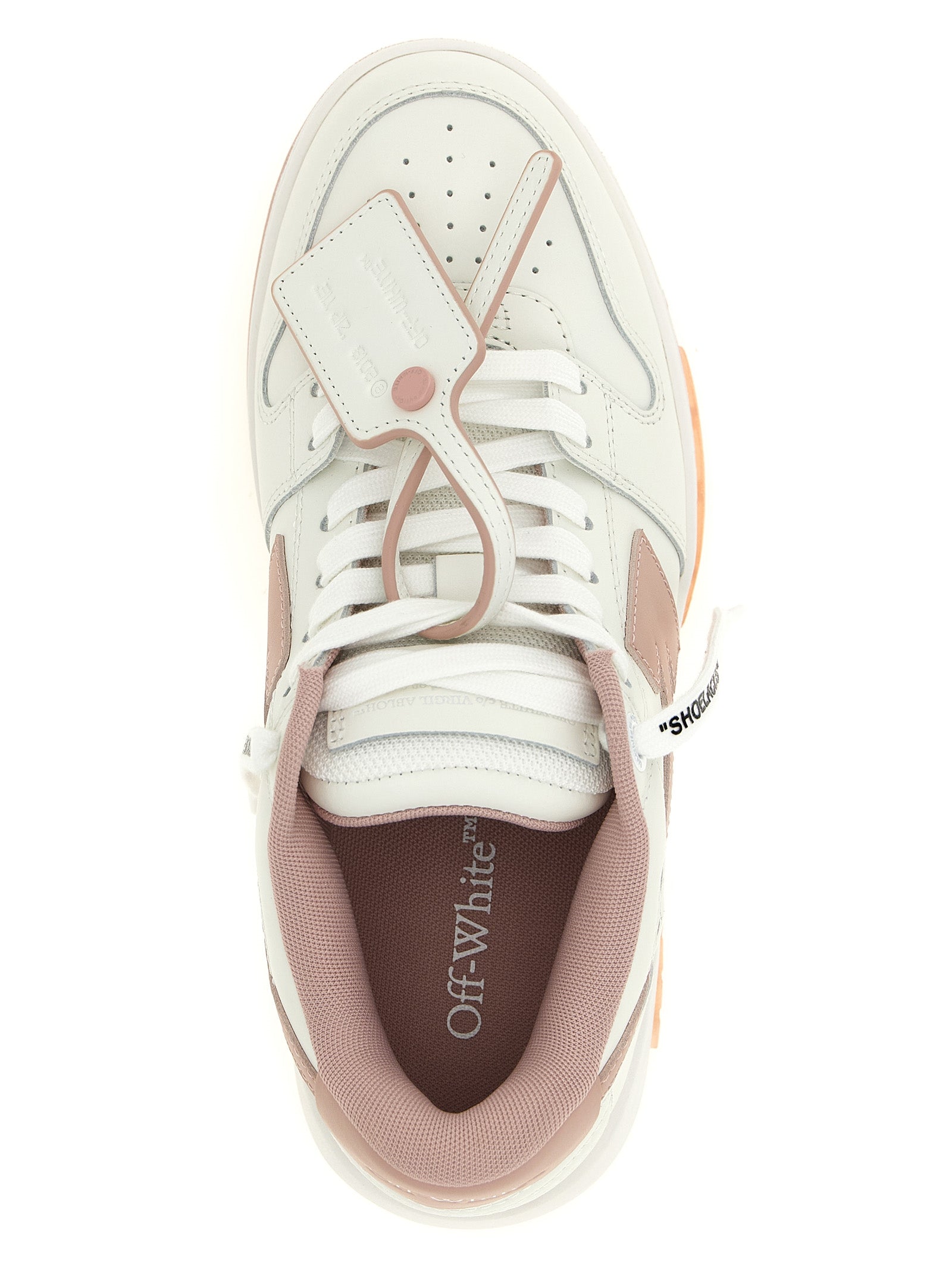 Athletic Sneakers by Off-White for women in polyester & calfskin leather multicolor, pink, white, patterned & signature showcases an impeccable silhouette, defined by an impeccable low-top style design that perfectly captures the essence of the Women's Low Top Polyester & Calfskin Leather Athletic Sneakers.