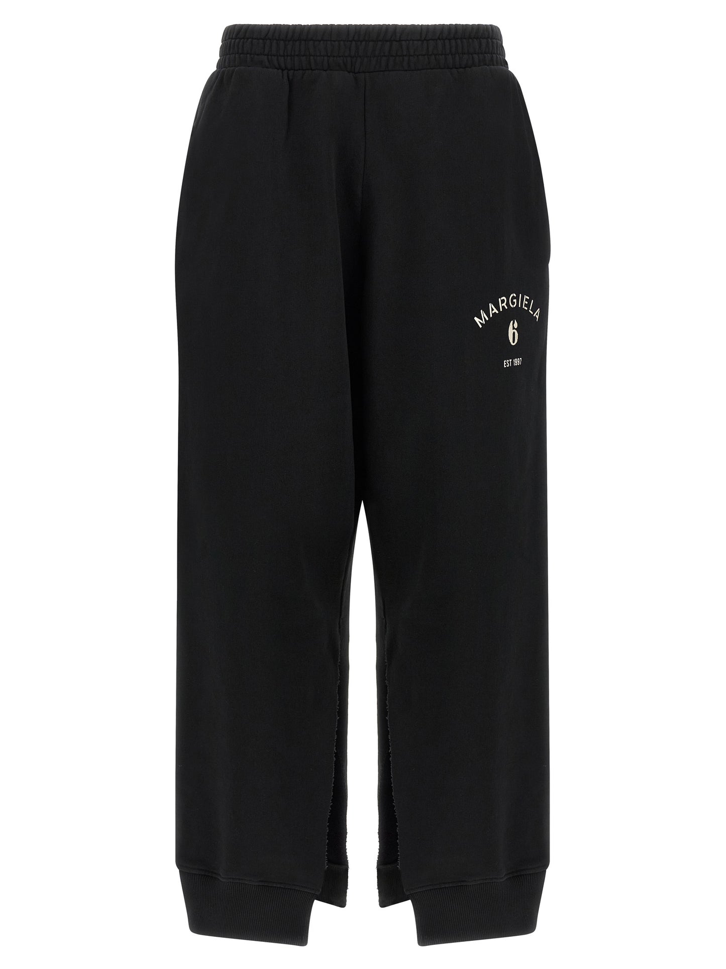 Joggers by MM6 Maison Margiela for women in cotton black, white & signature features an sartorial athletic & relaxed-fit and long with a cut for a sartorial finish.