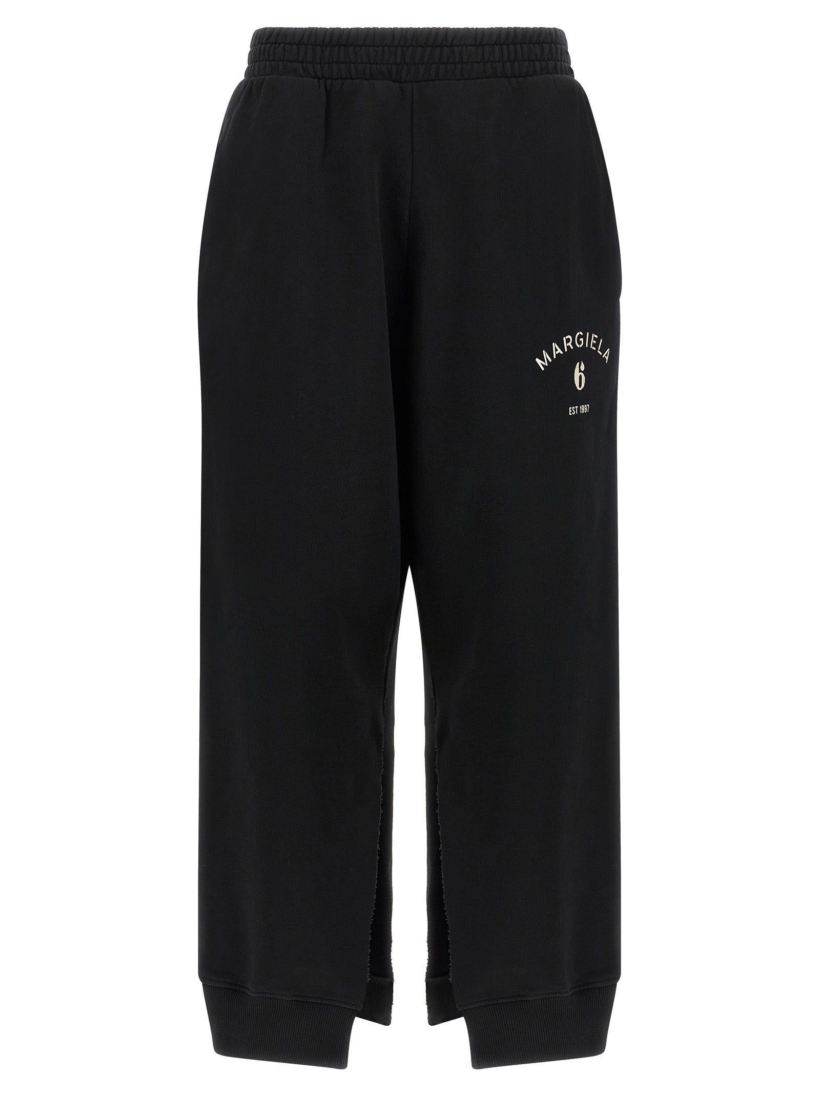 Joggers by MM6 Maison Margiela for women in cotton black, white & signature features an sartorial athletic & relaxed-fit and long with a cut for a sartorial finish.