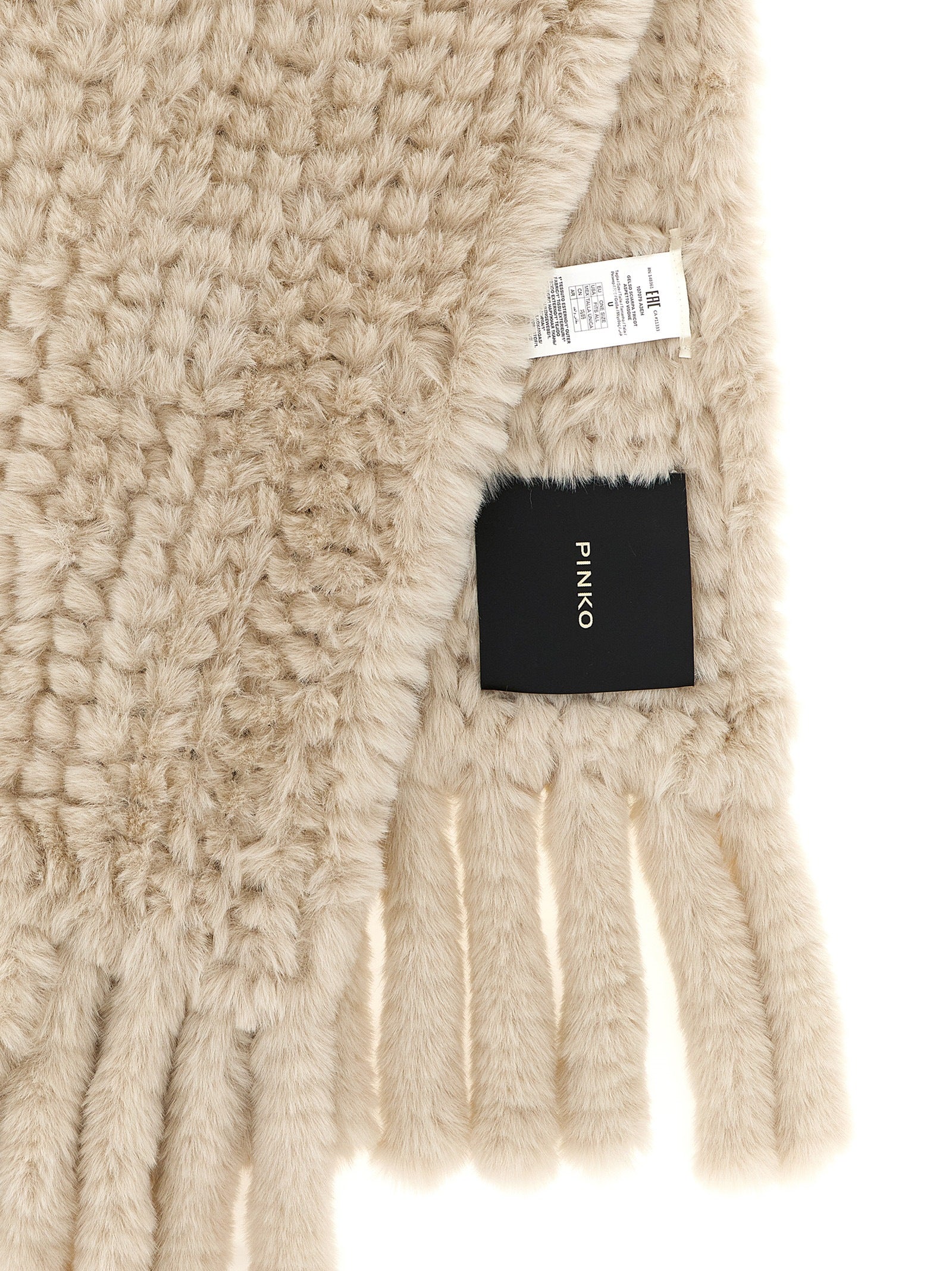Scarf by PINKO for women in polyester black, gray, light-grey & white showcases a eye catching silhouette, artfully capturing the essence of the eye catching Polyester Shawl Fringes Scarf design for a sophisticated look.