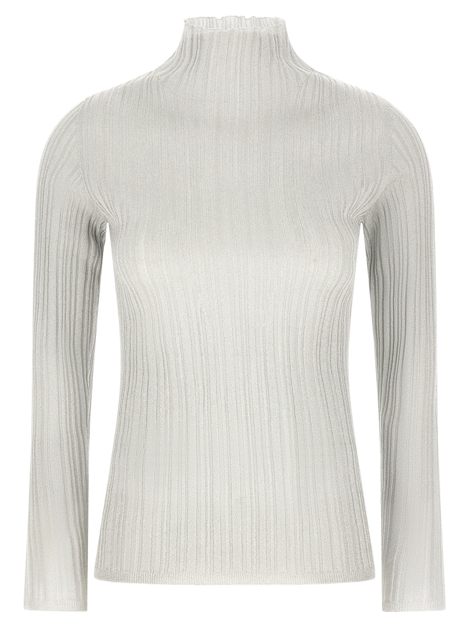 Cardigan by Fabiana Filippi for women in polyester & viscose gray, pearl & patterned features an crisp silhouette, showcasing a sophisticated mock neckline and long-sleeve detail for a truly crisp finish.