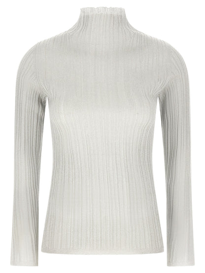 Cardigan by Fabiana Filippi for women in polyester & viscose gray, pearl & patterned features an crisp silhouette, showcasing a sophisticated mock neckline and long-sleeve detail for a truly crisp finish.