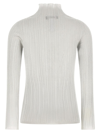 Cardigan by Fabiana Filippi for women in polyester & viscose gray, pearl & patterned features an impeccable silhouette, showcasing a sophisticated mock neckline and detail for a truly impeccable finish.