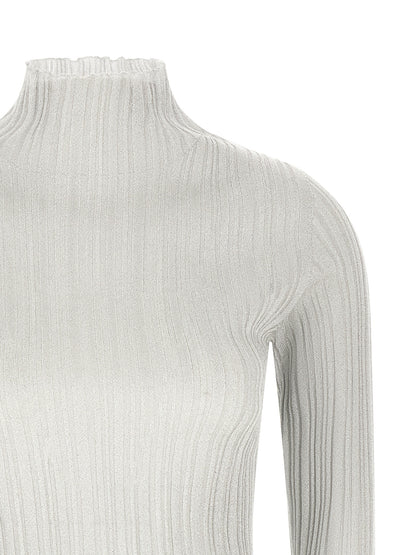 Cardigan by Fabiana Filippi for women in polyester & viscose gray, pearl & patterned presents a textural silhouette, artfully finished with a textural mock neckline and for a sophisticated, textural look.