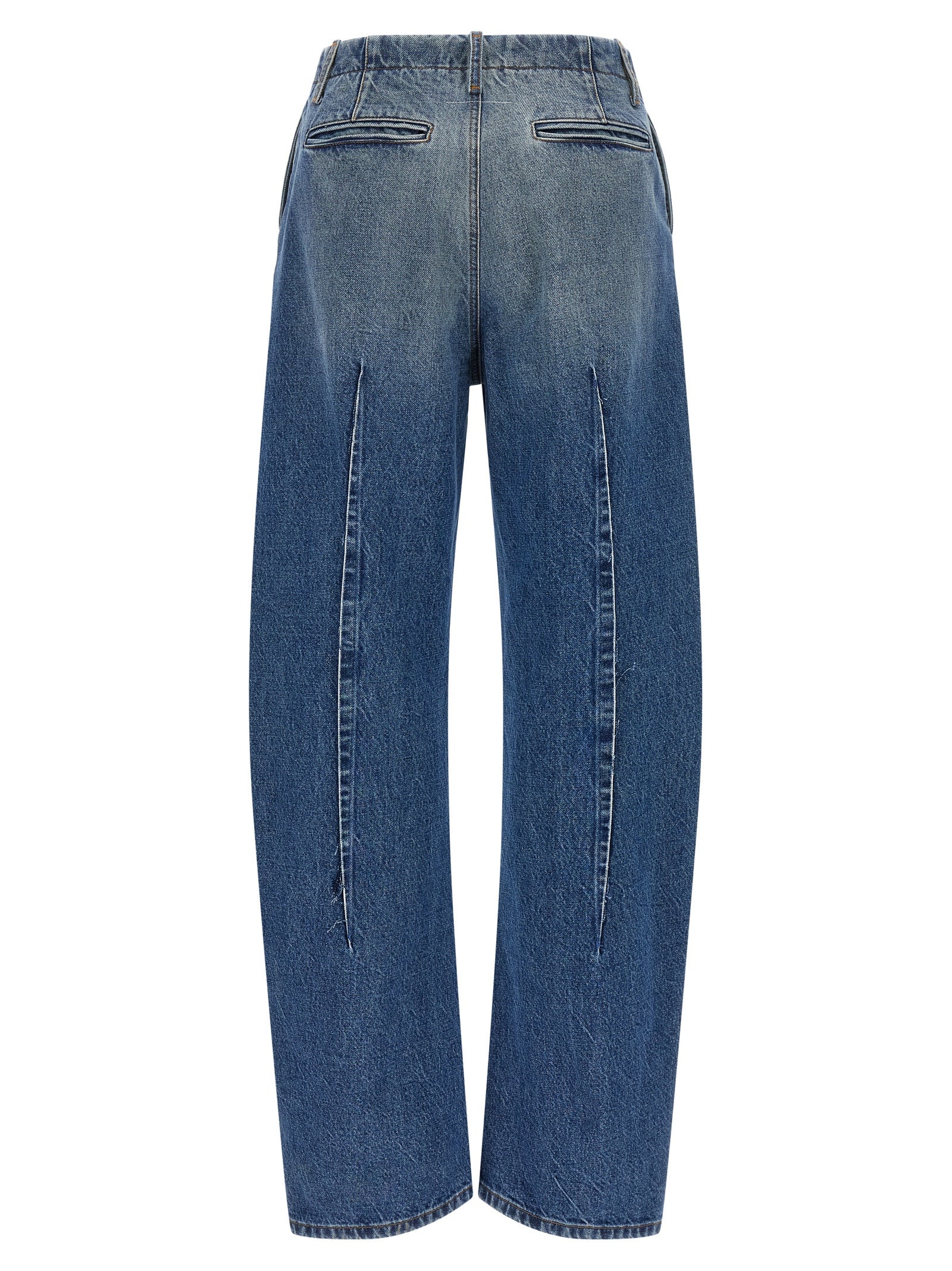 Jeans by MM6 Maison Margiela for women in denim cotton blue & white features a refined silhouette with a refined , defined by a high rise and a refined long for a refined finish.