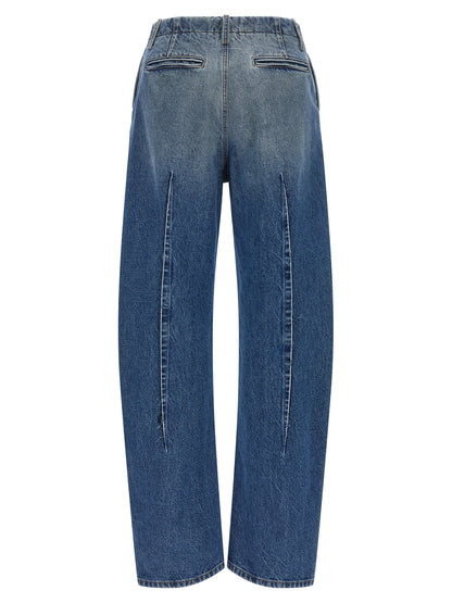 Jeans by MM6 Maison Margiela for women in denim cotton blue & white features a refined silhouette with a refined , defined by a high rise and a refined long for a refined finish.