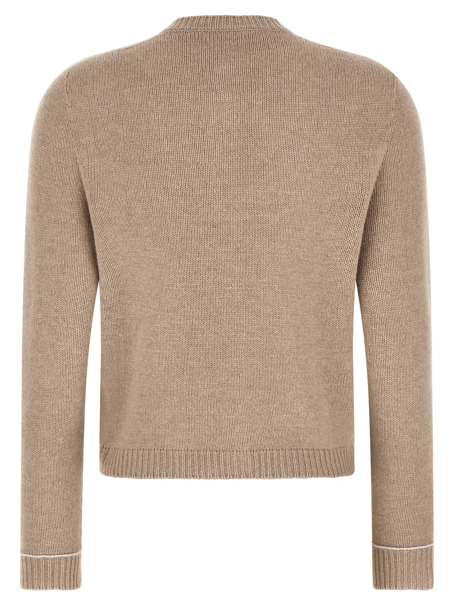 Cardigan by Fabiana Filippi for women in silk cashmere virgin wool beige features an crisp silhouette, showcasing a sophisticated crew neckline and detail for a truly crisp finish.