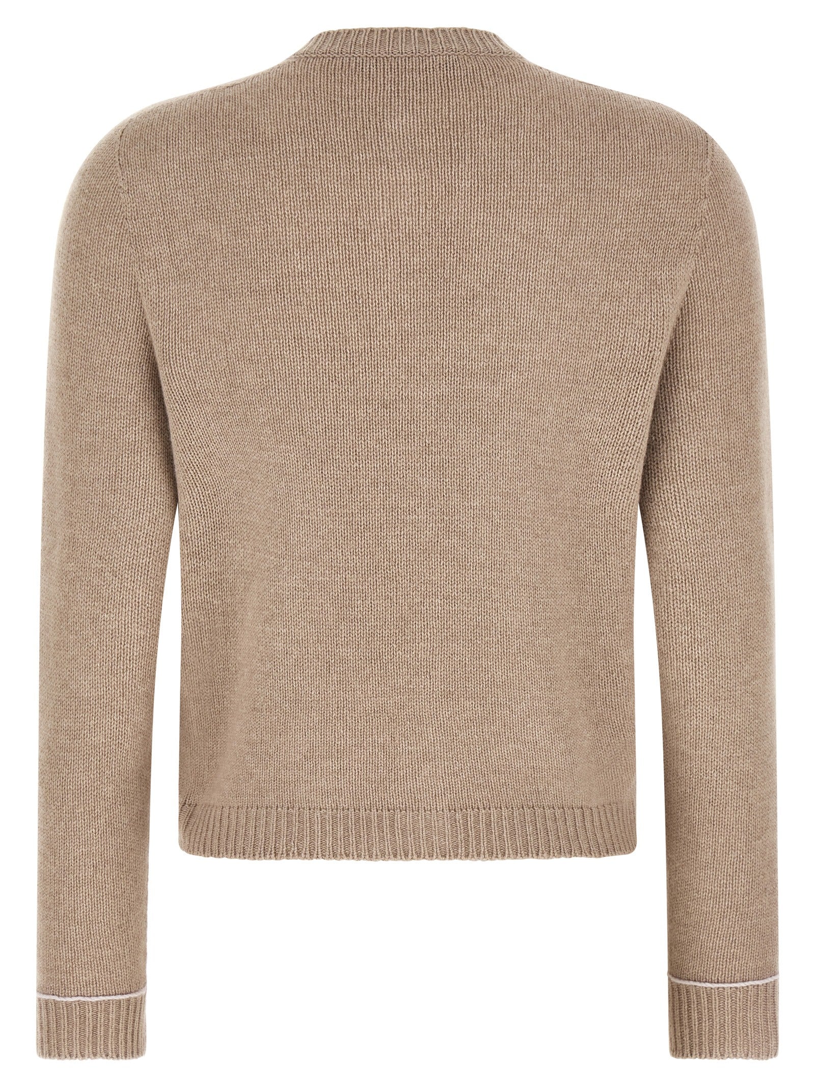 Cardigan by Fabiana Filippi for women in silk cashmere virgin wool beige features an crisp silhouette, showcasing a sophisticated crew neckline and detail for a truly crisp finish.