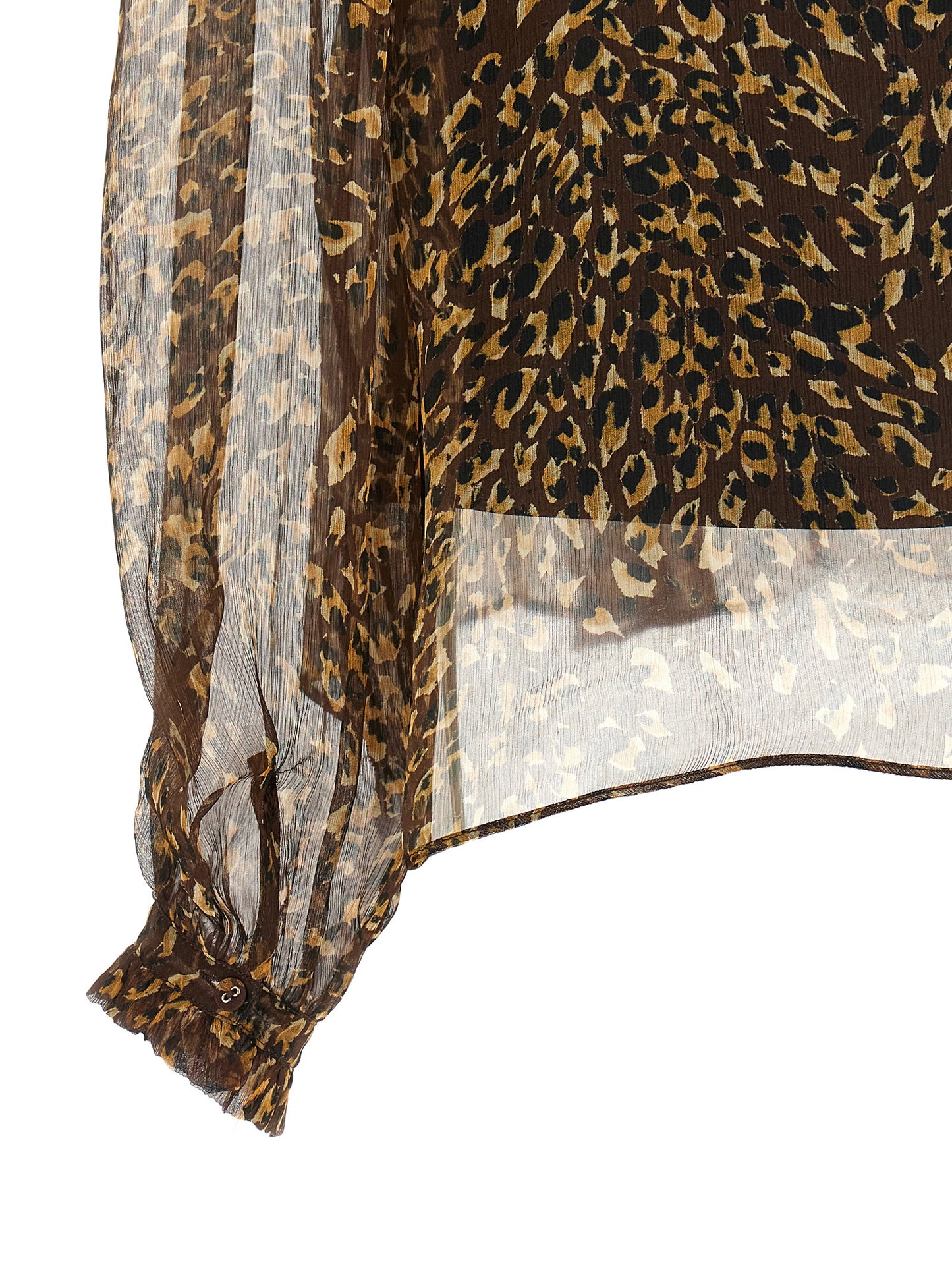 Blouse by Twinset for women in polyester & silk animal, brown, transparent & print showcases a sleek silhouette, elegantly detailed with a sleek and for a sleek finish.