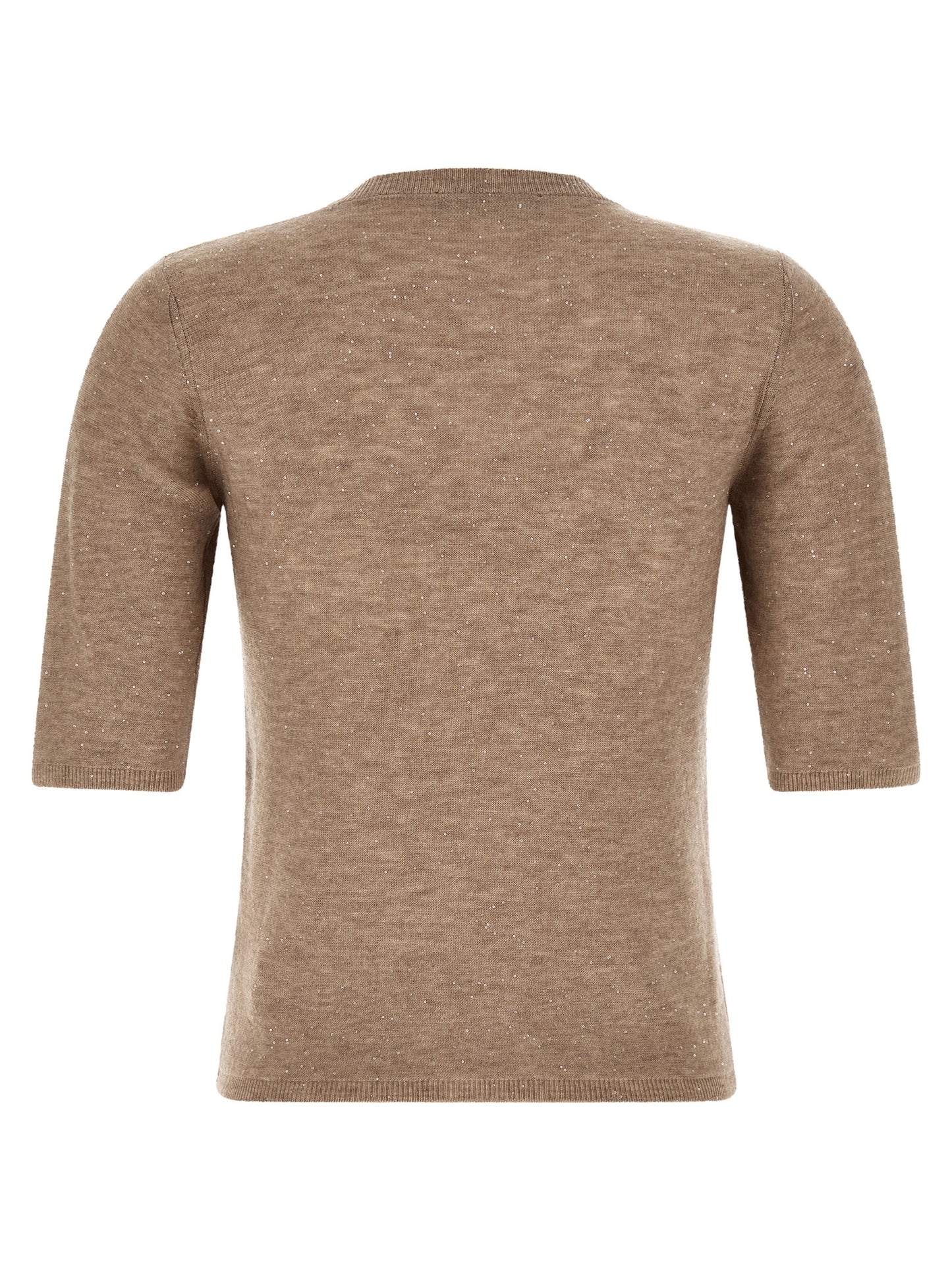 Sweater by Fabiana Filippi for women in wool & sequins beige features an polished silhouette, showcasing refined and a sophisticated round neckline for a truly polished finish.