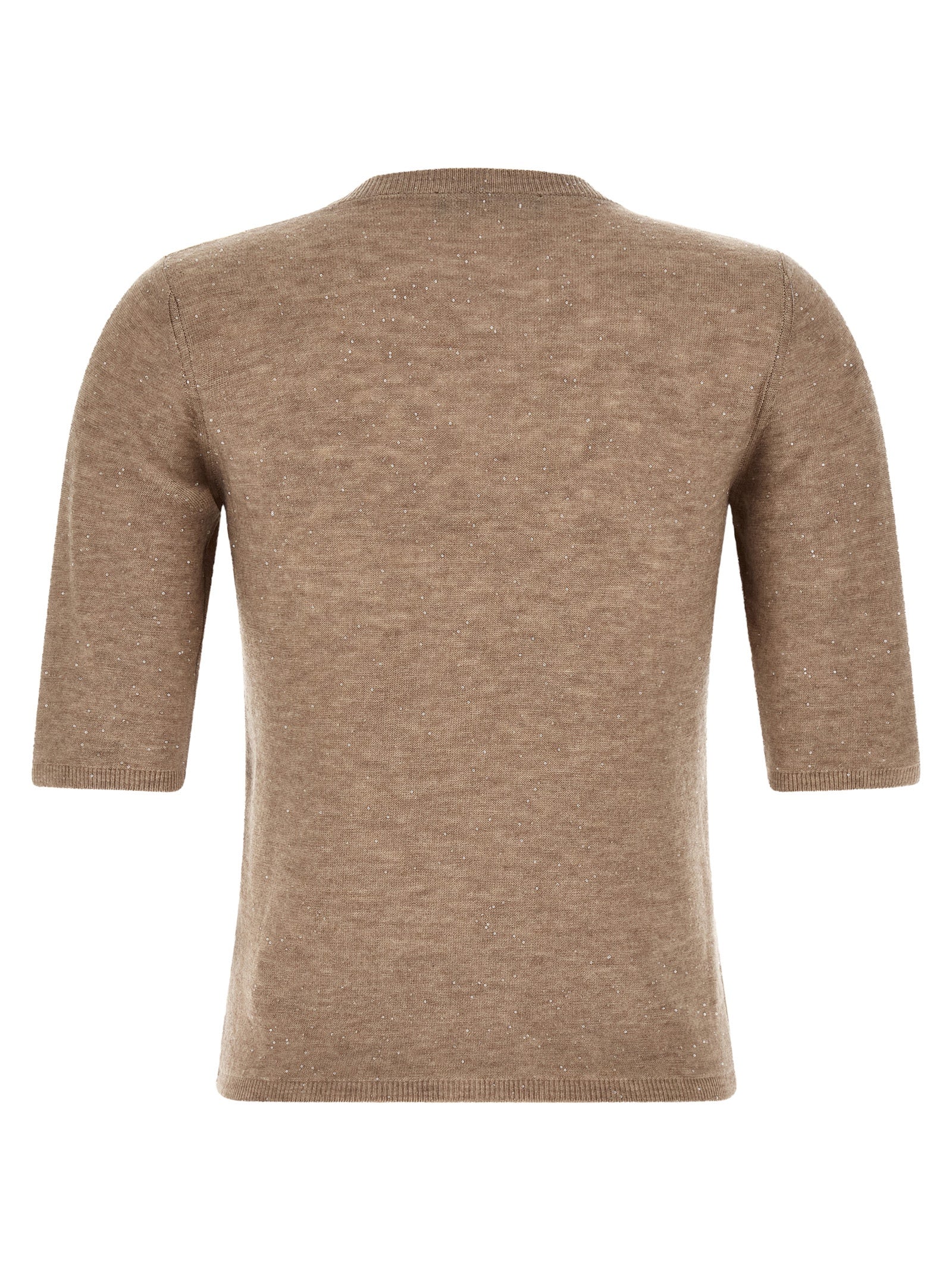 Sweater by Fabiana Filippi for women in wool & sequins beige features an polished silhouette, showcasing refined and a sophisticated round neckline for a truly polished finish.