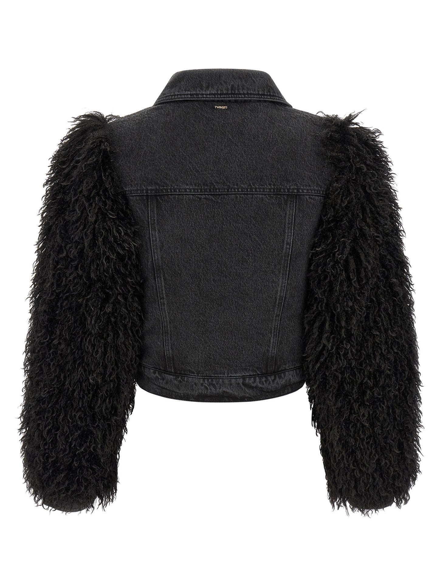 Trucker Jacket by Twinset for women in denim cotton black & gold presents a effortlessly chic silhouette, showcasing a sophisticated and premium for a truly effortlessly chic finish.