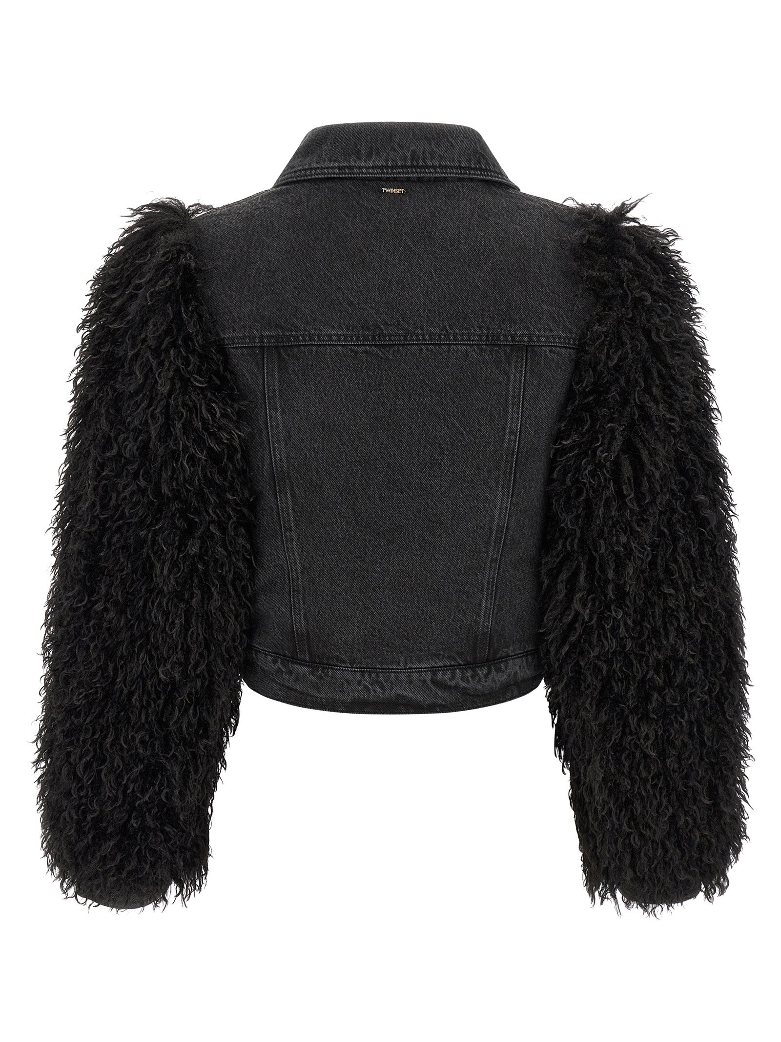 Trucker Jacket by Twinset for women in denim cotton black & gold presents a effortlessly chic silhouette, showcasing a sophisticated and premium for a truly effortlessly chic finish.